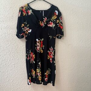 Free People Black Floral Midi Dress